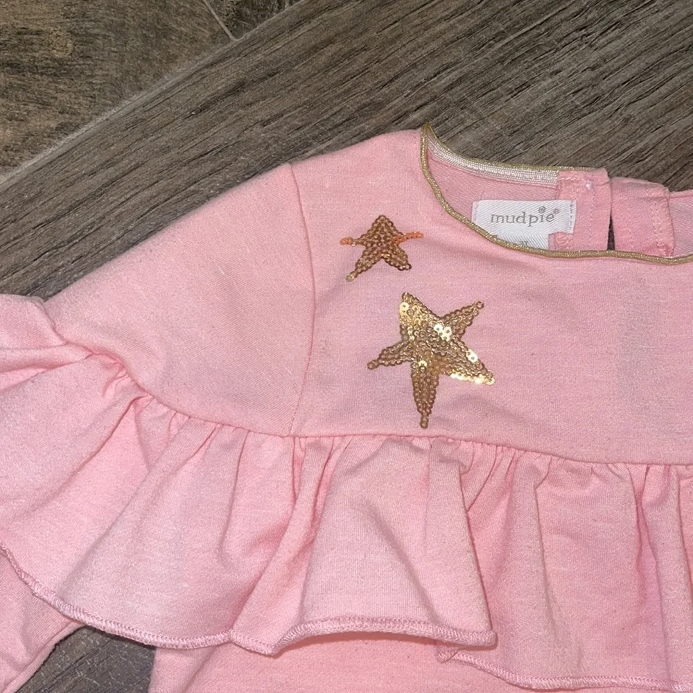 Little Girl's Mud Pie Pink Sequined Santa Dress - Picture 3 of 4